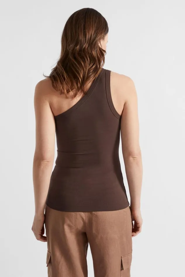 TShirts and Tops Woman Seed Heritage One Shoulder Tank Deep Raisin