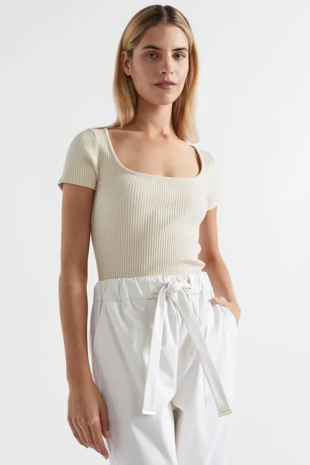 TShirts and Tops Woman Seed Heritage Ribbed Neat Tee Magnolia