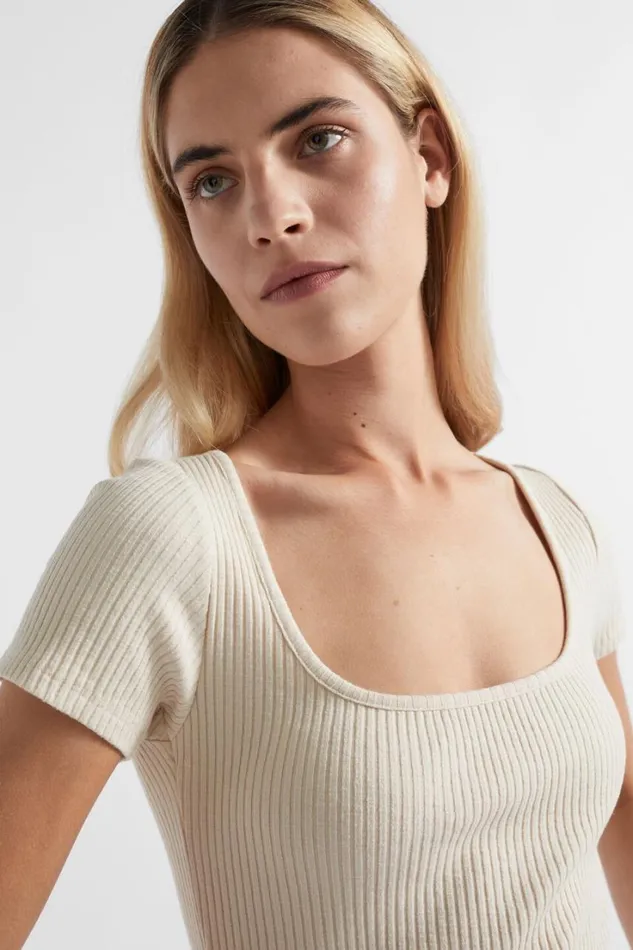 TShirts and Tops Woman Seed Heritage Ribbed Neat Tee Magnolia