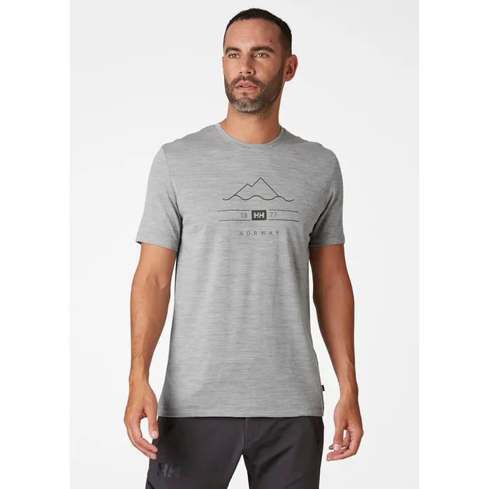 TShirts Men Helly Hansen HH MERINO GRAPHIC TSHIRT 950 Grey Melang