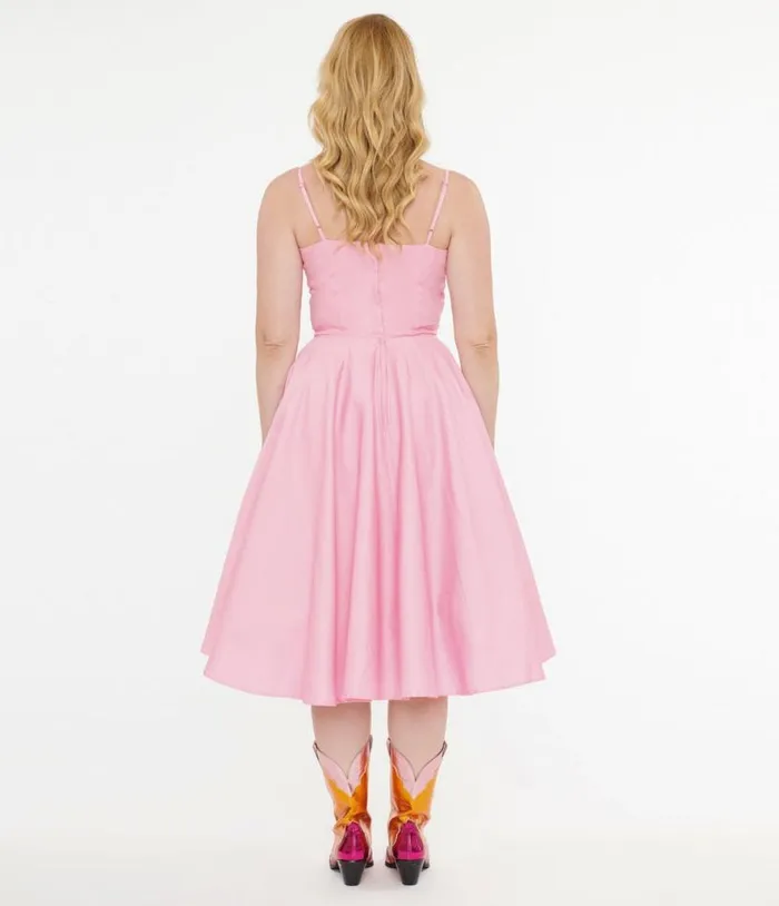 Tatyana 1950s Candy Pink Peggy Swing Dress DressesPlus Unique Vintage Pocket Dresses