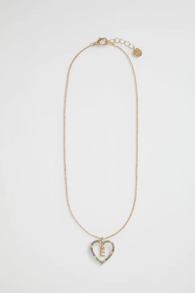 The AZ Of Initials Girl Seed Heritage Rainbow Heart Initial Necklace E