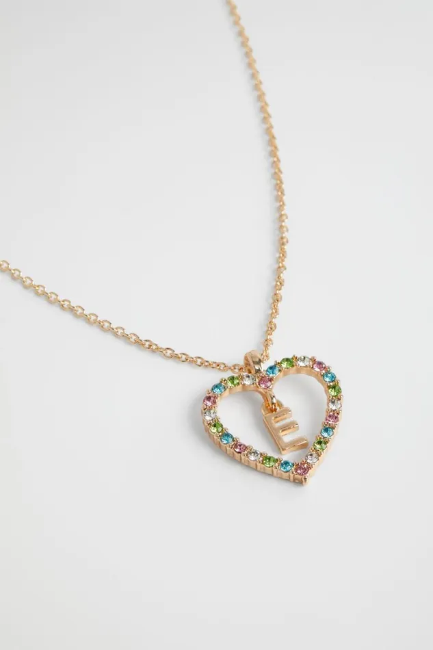 The AZ Of Initials Girl Seed Heritage Rainbow Heart Initial Necklace E