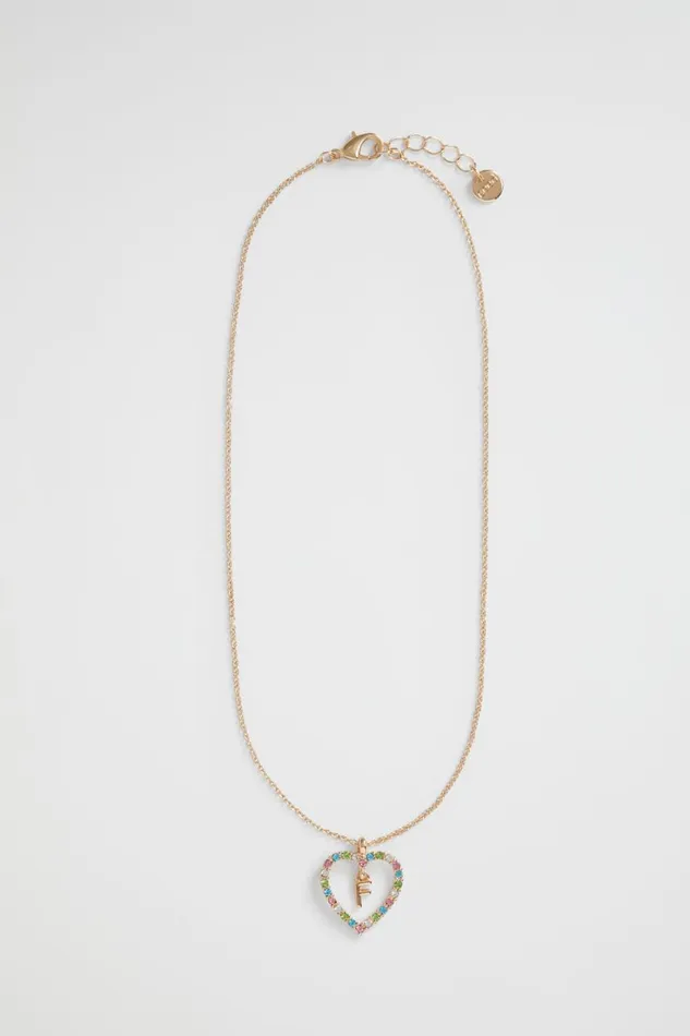 The AZ Of Initials Girl Seed Heritage Rainbow Heart Initial Necklace F