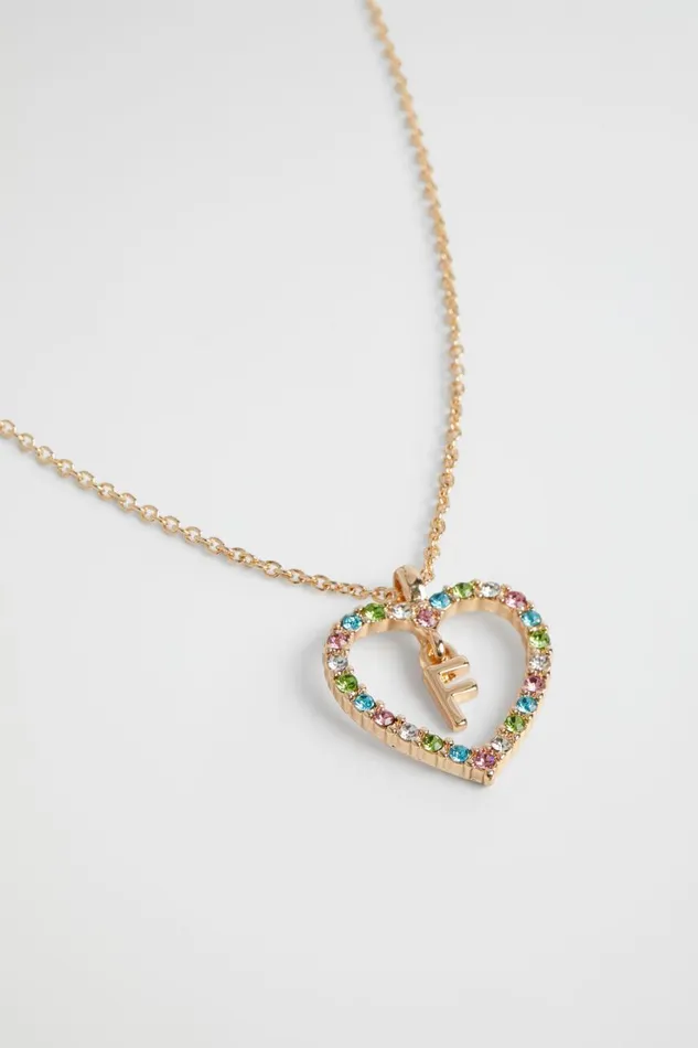 The AZ Of Initials Girl Seed Heritage Rainbow Heart Initial Necklace F