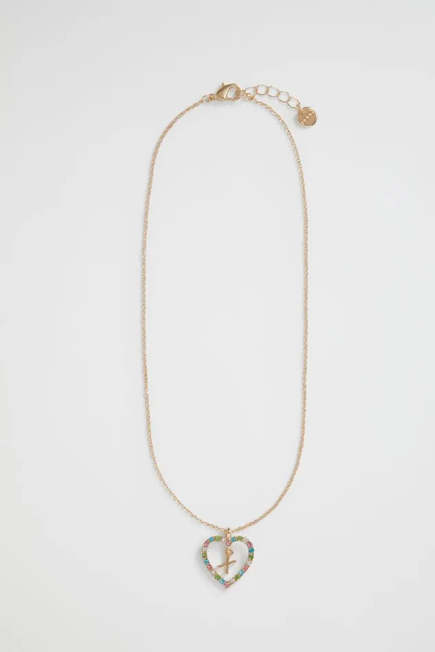 The AZ Of Initials Girl Seed Heritage Rainbow Heart Initial Necklace X