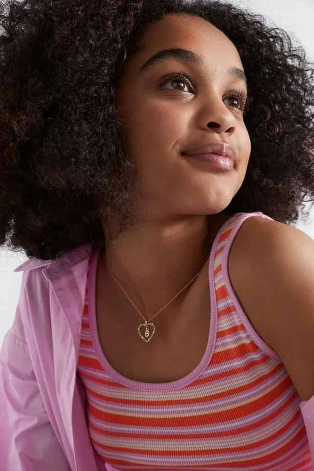 The AZ Of Initials Girl Seed Heritage Rainbow Heart Initial Necklace X