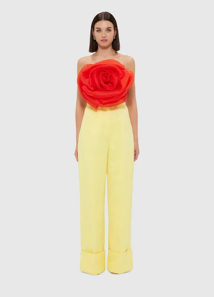 Tops and Shirts Women LEO LIN Bloom Rose Bustier Top 8211 Scarlet