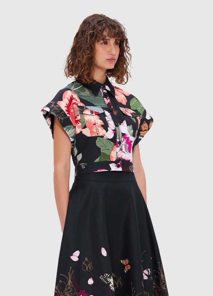 Tops and Shirts Women LEO LIN Kalle Pocket Shirt Top 8211 Lush Print In Black