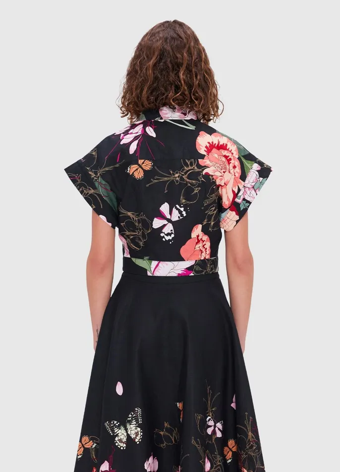 Tops and Shirts Women LEO LIN Kalle Pocket Shirt Top 8211 Lush Print In Black