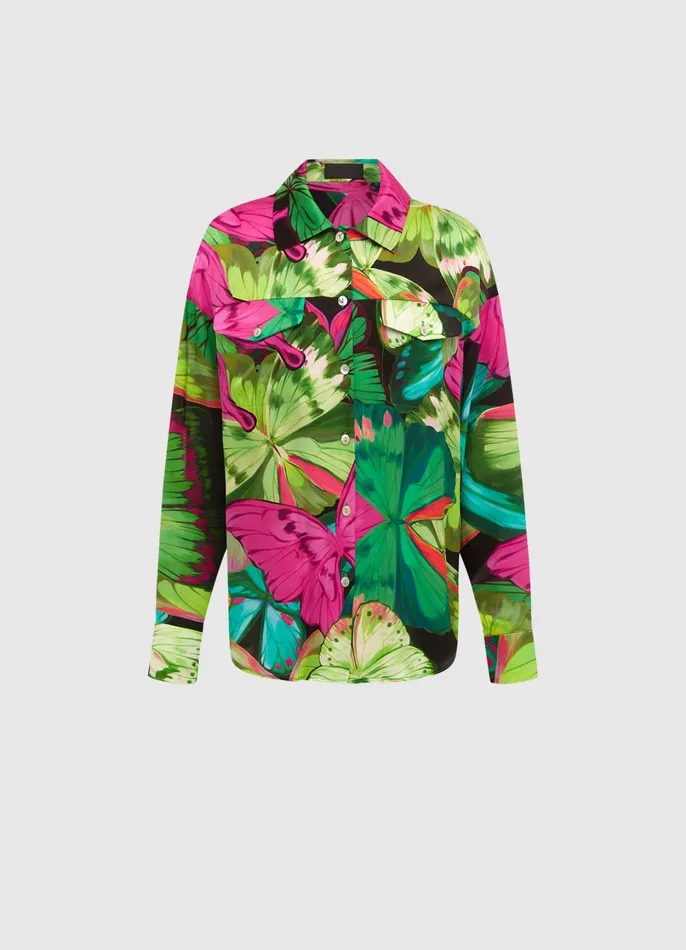 Tops and Shirts Women LEO LIN Mariella Blouse 8211 Papillon Print In Green