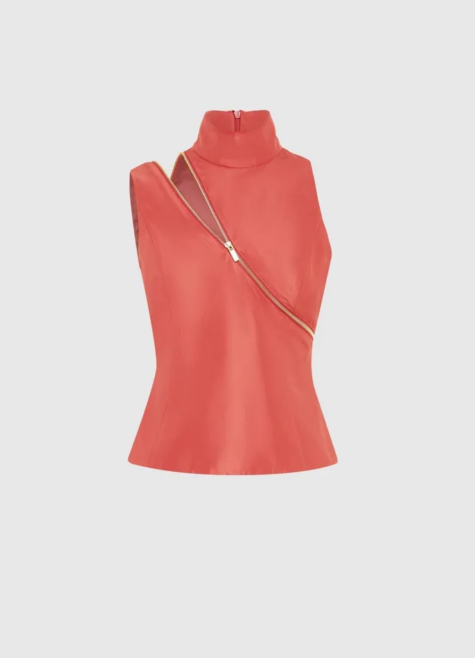 Tops and Shirts Women LEO LIN Skylar Turtleneck Sleeveless Top 8211 Mulberry