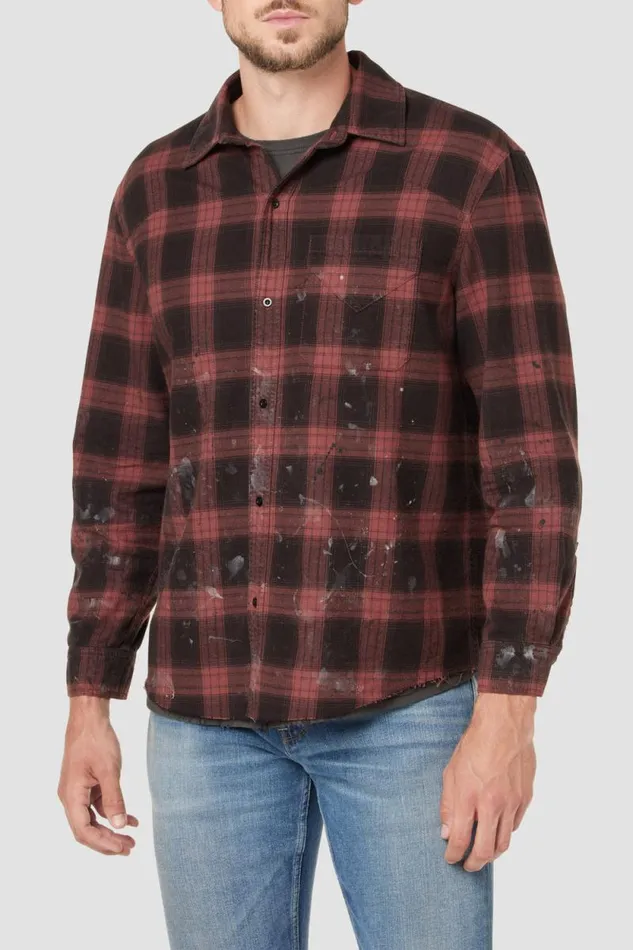 Tops and Sweaters Men Hudson Jeans Long Sleeve Shirt Brick Check