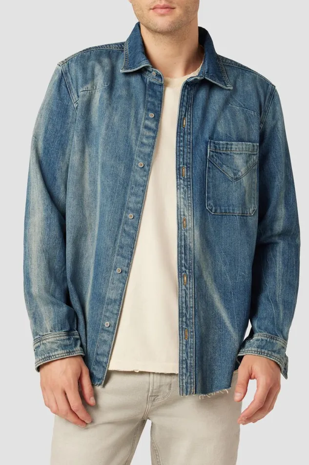 Tops and Sweaters Men Hudson Jeans Long Sleeve Shirt Extracted Indigo