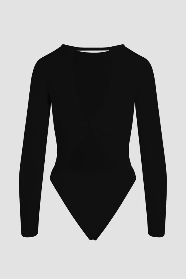 Tops and Sweaters Women Hudson Jeans Knot Back Bodysuit Black Tops and Sweaters Women Hudson Jeans Knot Back Bodysuit Black