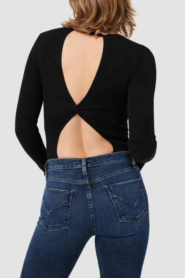 Tops and Sweaters Women Hudson Jeans Knot Back Bodysuit Black Tops and Sweaters Women Hudson Jeans Knot Back Bodysuit Black
