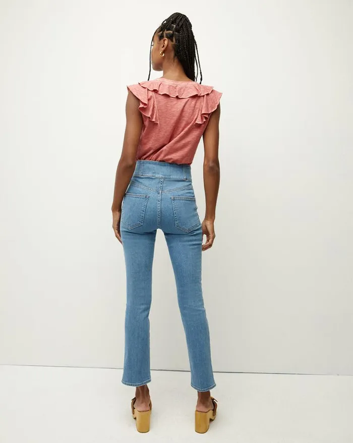 Tops and Tees Shop Veronica Beard Ellerie Ruffled Cotton Tee Faded Rose