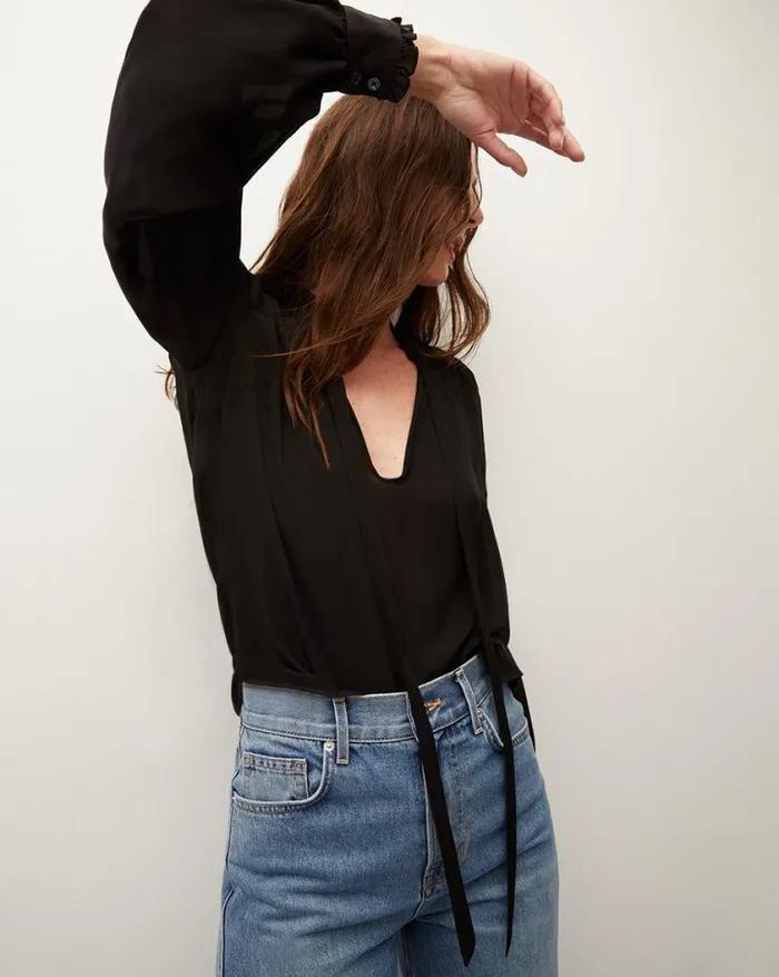 Tops and Tees Shop Veronica Beard Louama TieNeck Top Black