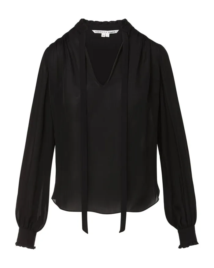 Tops and Tees Shop Veronica Beard Louama TieNeck Top Black