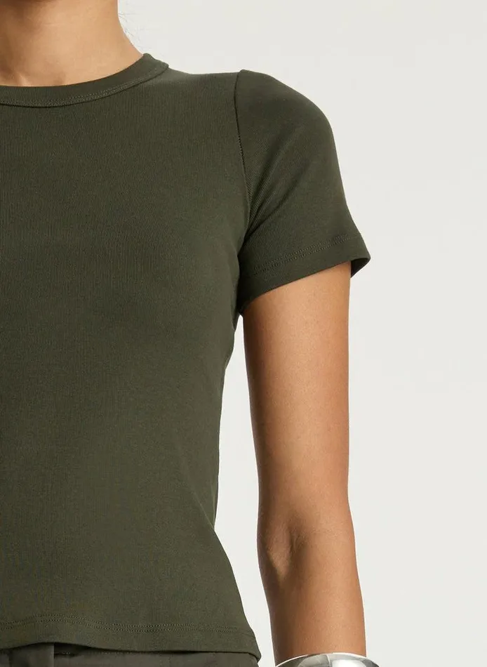 Tops Women ALC Paloma Cotton Rib Baby Tee Mossy Tops Women ALC Paloma Cotton Rib Baby Tee Mossy