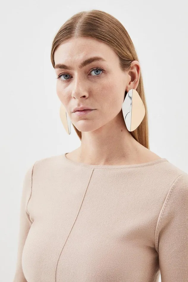 Tops Women Karen Millen Compact Knit Wool Look Top Camel