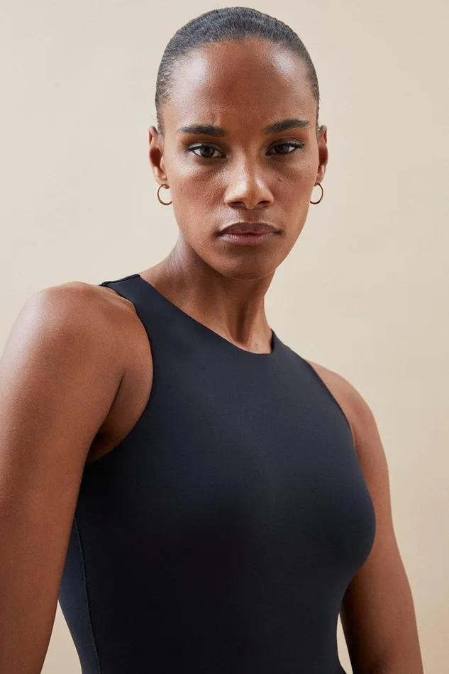 Tops Women Karen Millen Contour Jersey Halterneck Bodysuit Black
