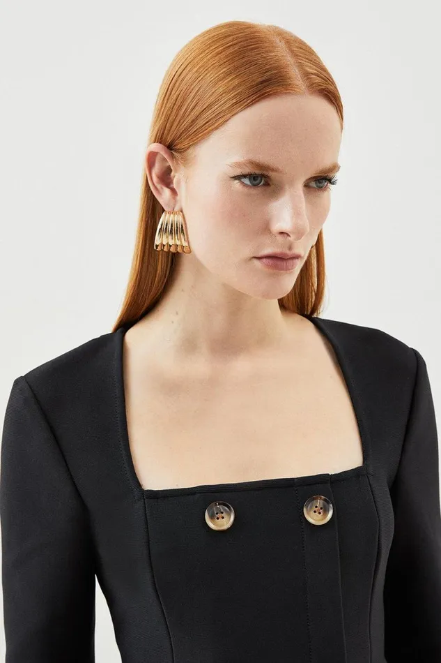 Tops Women Karen Millen Figure Form Bandage Button Front Knit Top Black