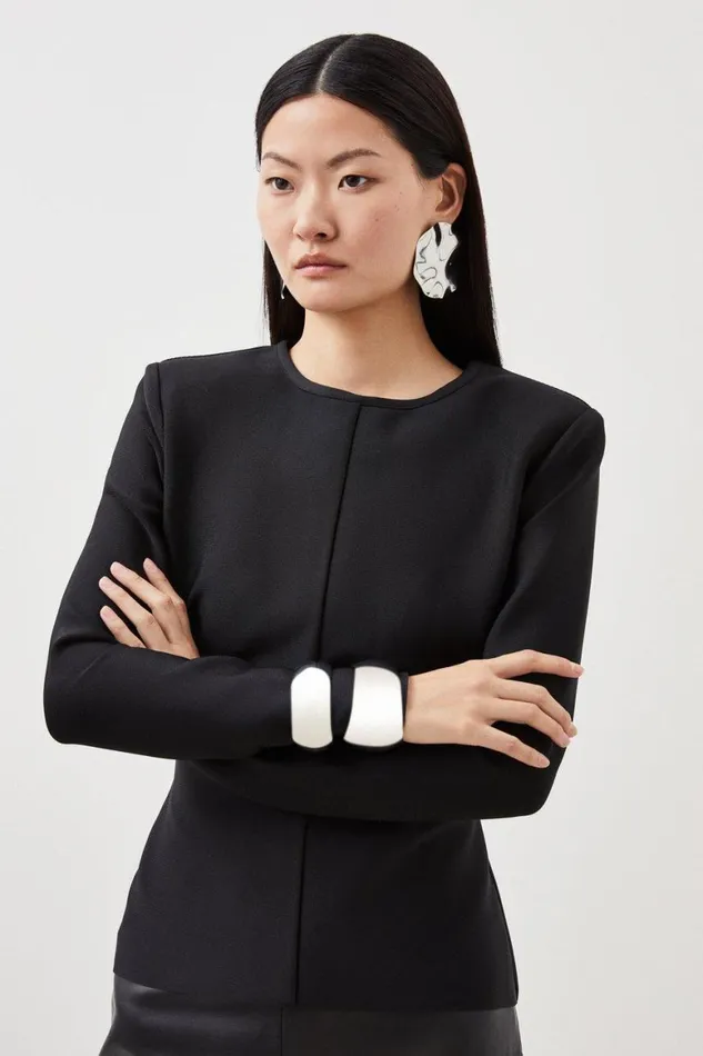 Tops Women Karen Millen Figure Form Bandage Knit Top Black