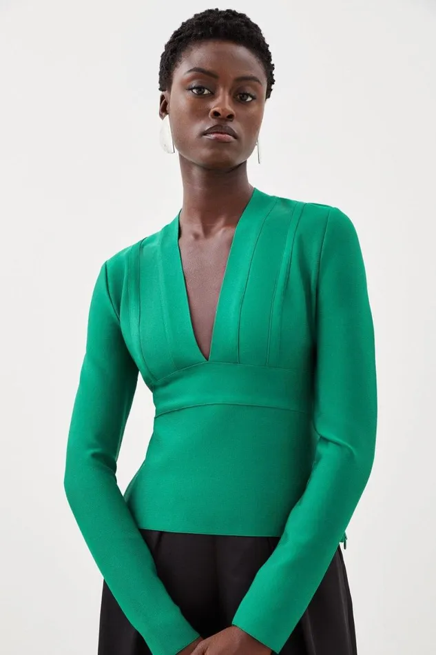 Tops Women Karen Millen Figure Form Bandage Knit Top Green