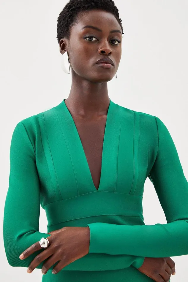 Tops Women Karen Millen Figure Form Bandage Knit Top Green