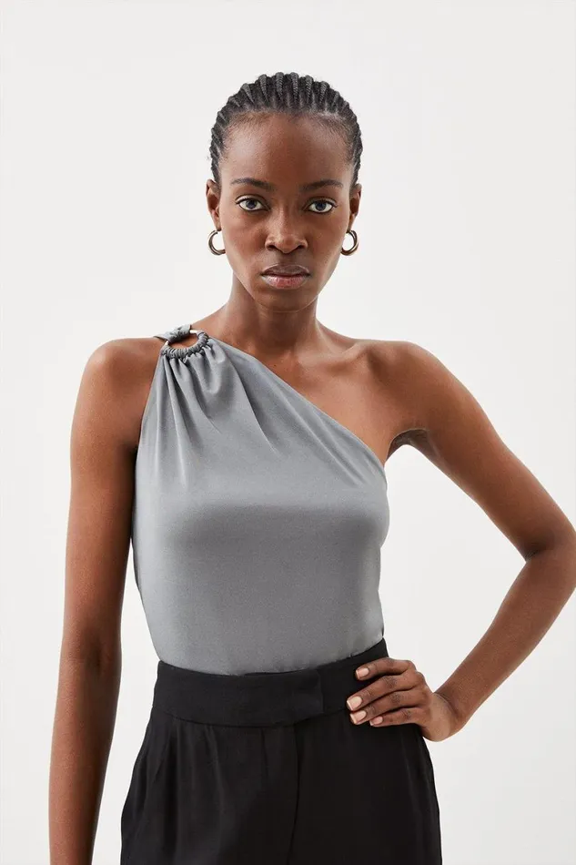 Tops Women Karen Millen Jersey Crepe Ring Detail Top Grey