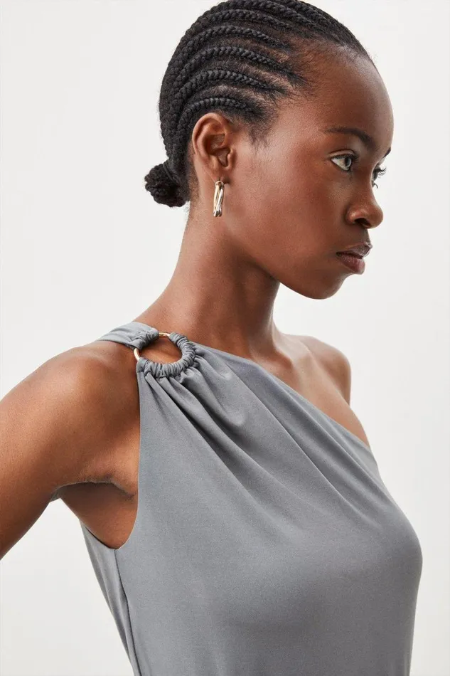 Tops Women Karen Millen Jersey Crepe Ring Detail Top Grey