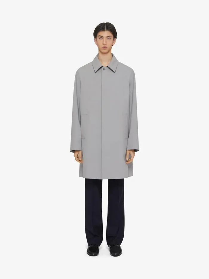TrenchCoat In Cotton Smoke Grey Men Givenchy Coats and Jackets