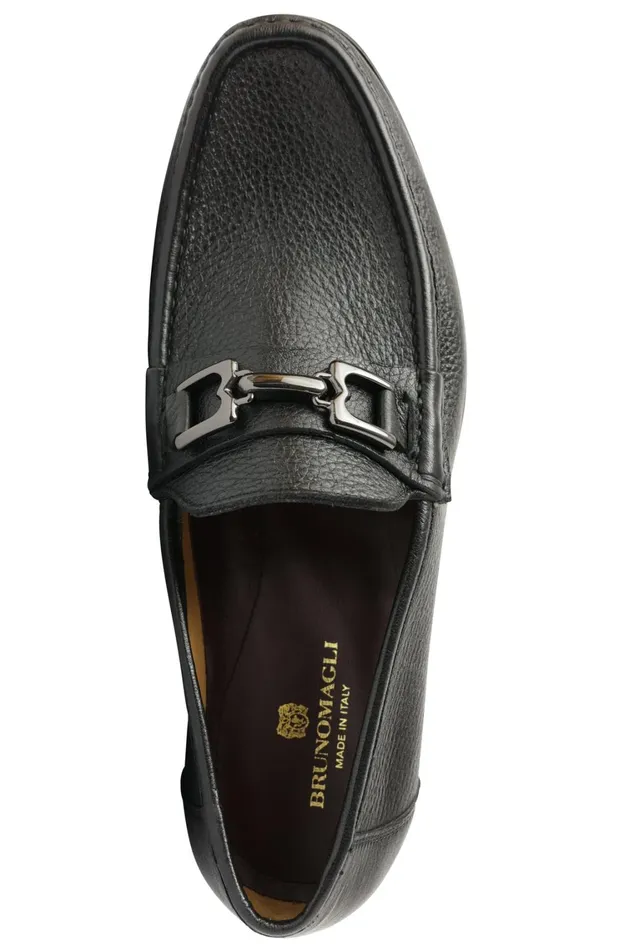 Trieste Classic Leather Moccasin 8211 Black Cervo Men Bruno Magli Loafers and Slipons