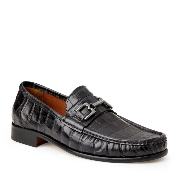 Trieste Classic Moccasin Black Croc Men Bruno Magli Casual Shoes
