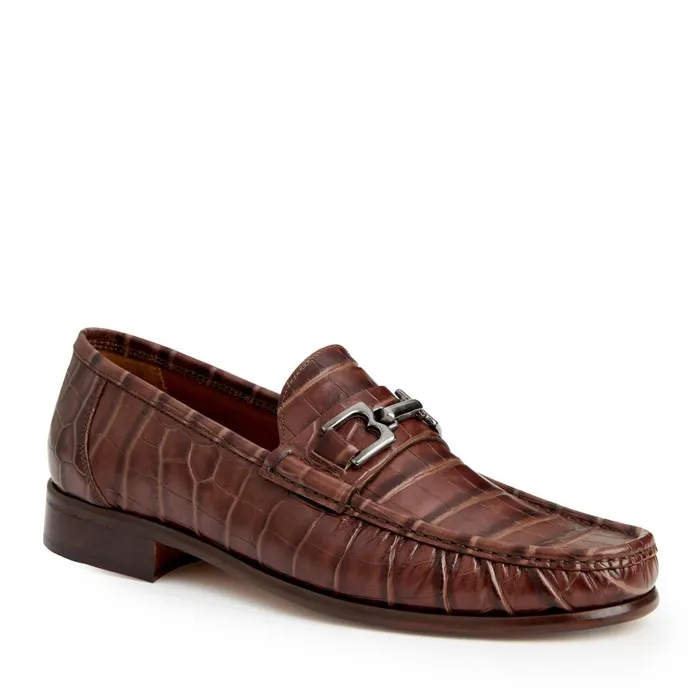 Trieste Classic Moccasin Brown Croc Men Bruno Magli Dress Shoes