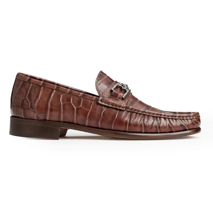 Trieste Classic Moccasin Brown Croc Men Bruno Magli Dress Shoes