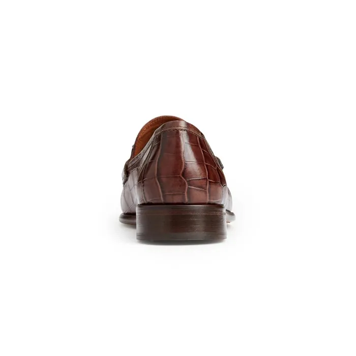Trieste Classic Moccasin Brown Croc Men Bruno Magli Dress Shoes