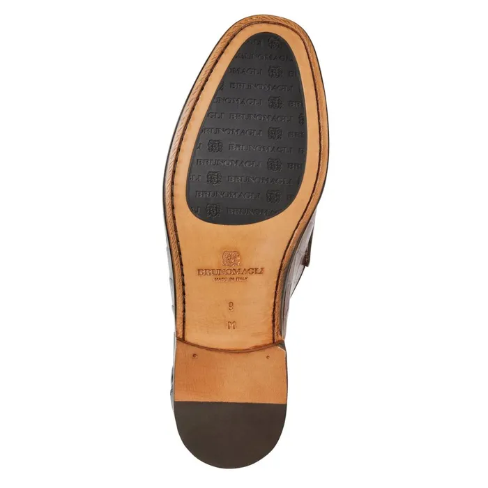 Trieste Classic Moccasin Brown Croc Men Bruno Magli Dress Shoes