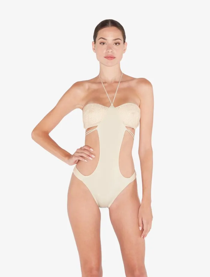 Trikini In Champagne With Beading Swim La Perla Bikinis