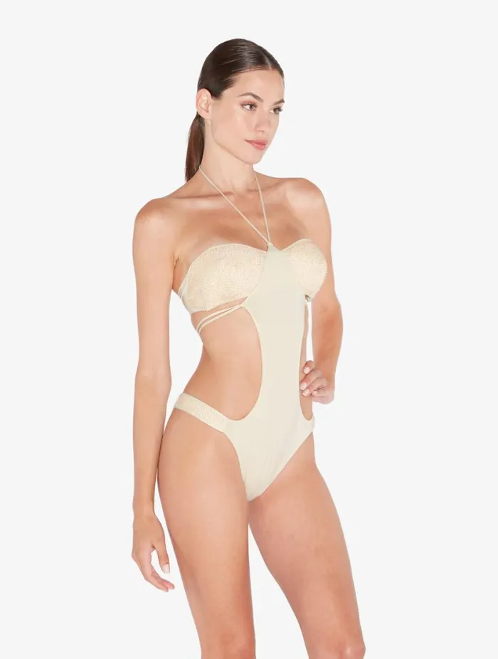 Trikini In Champagne With Beading Swim La Perla Bikinis