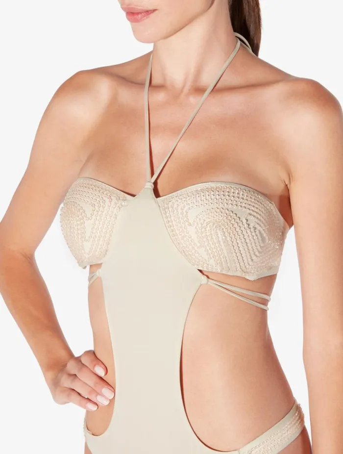 Trikini In Champagne With Beading Swim La Perla Bikinis