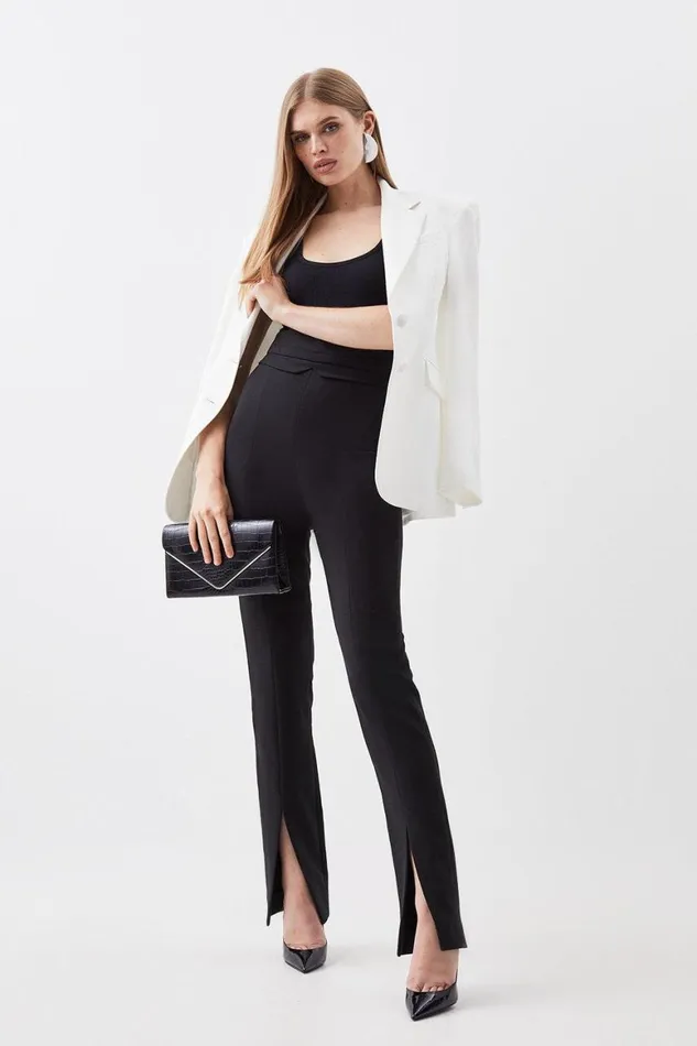 Trousers Women Karen Millen Petite Compact Stretch Tailored High Rise Split Hem Trouser Black Trousers Women Karen Millen Petite Compact Stretch Tailored High Rise Split Hem Trouser Black