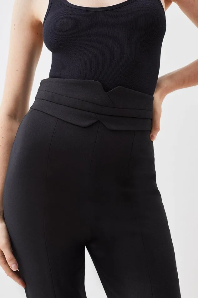 Trousers Women Karen Millen Petite Compact Stretch Tailored High Rise Split Hem Trouser Black
