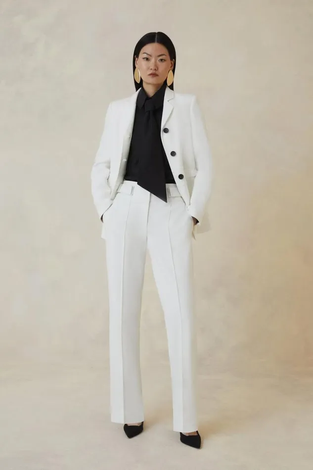 Trousers Women Karen Millen Petite The Founder Compact Stretch Slim Leg Trouser Ivory Trousers Women Karen Millen Petite The Founder Compact Stretch Slim Leg Trouser Ivory