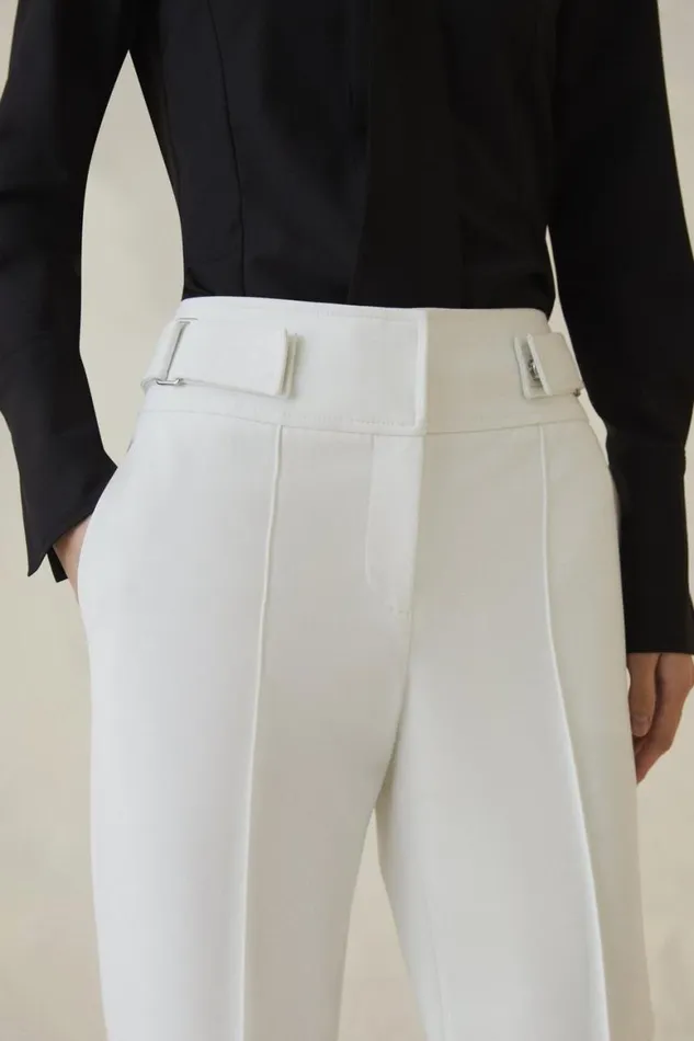 Trousers Women Karen Millen Petite The Founder Compact Stretch Slim Leg Trouser Ivory