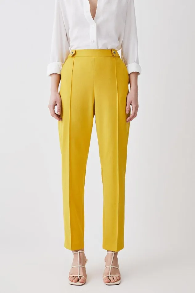 Trousers Women Karen Millen Polished Seam Detail Slim Leg Trouser Ochre