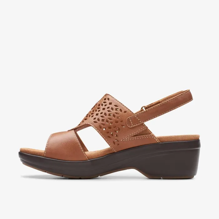 Tuleah Sun Tan Leather Women Clarks Sandals and Flip Flops