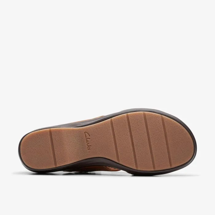 Tuleah Sun Tan Leather Women Clarks Sandals and Flip Flops