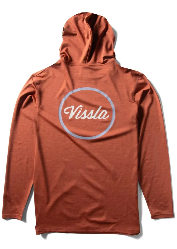 Twisted Eco Hooded Long Sleeve Sun Shirt Brick Heather Men Vissla Wetsuits